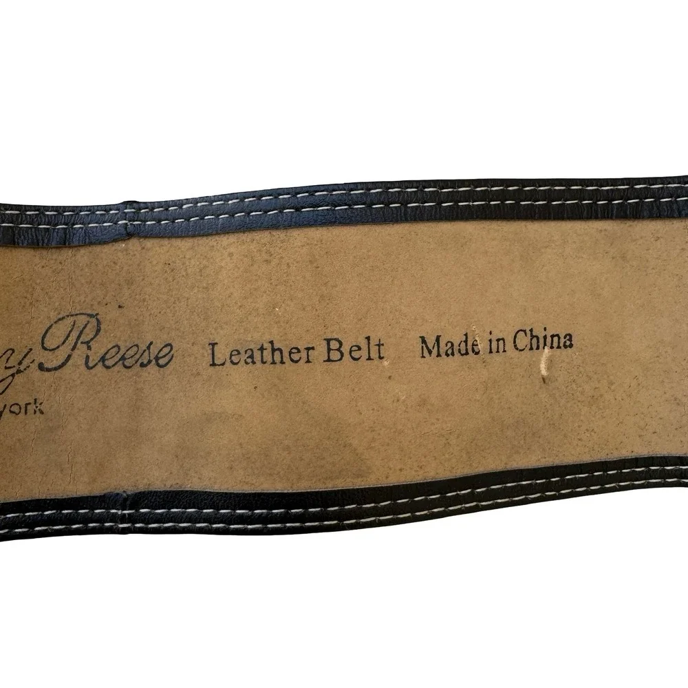 Tracy Reese Y2K Designer Edgy Boho Black Leather Wide Belt Orbital Buckle S